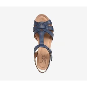 b.o.c Comfort Jaquet Navy Leather Wedge Cork Sandal